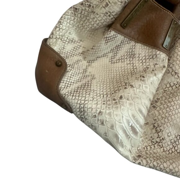 Jessica Simpson Snakeskin Print Handbag Purse Tote Vegan Leather Large Women's - Picture 4 of 10